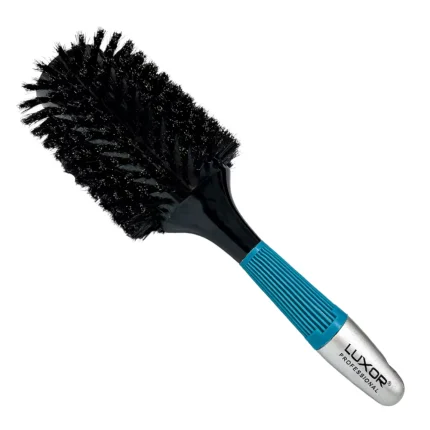 Cepillo de madera para el cabello con cerdas mixtas con mango celeste, diámetro 82 mm LUXOR